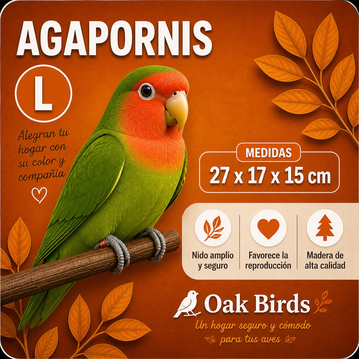 Casita reproductora para agapornis